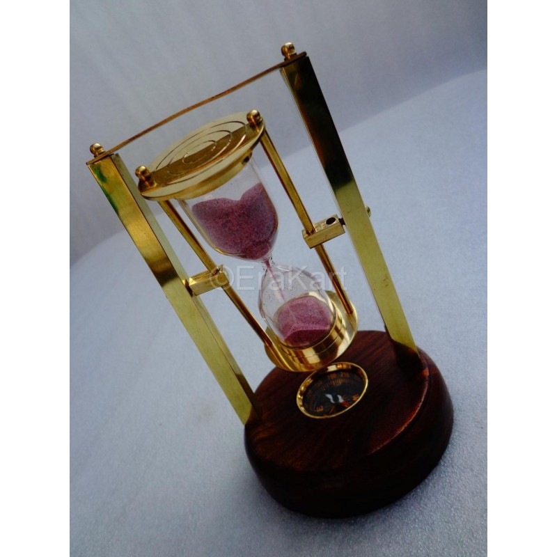 Buy Antique Sand Timer in Brass & Wood on sale at EraKart