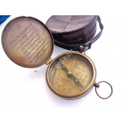 Antique Brass beatle Compass W Leather Case