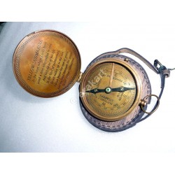Antique Brass beatle Compass W Leather Case