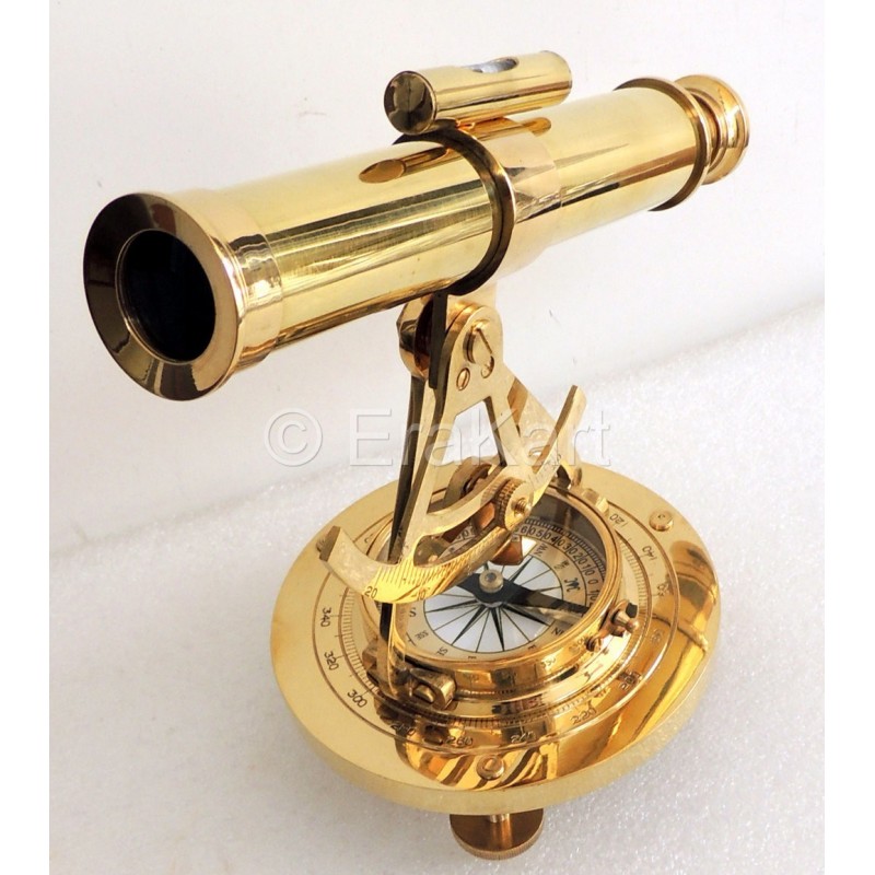Antico Strumento Per Rilievo Alidade Bussola Finitura Ottone Articolo - Foto 9