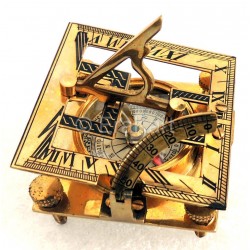 Brass Square Sundial Navigation Compass 