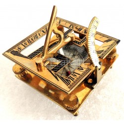Brass Square Sundial Navigation Compass 