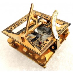 Brass Square Sundial Navigation Compass 