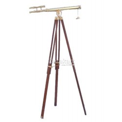 Floor Standing Brass/Wood Harbor Master Telescope