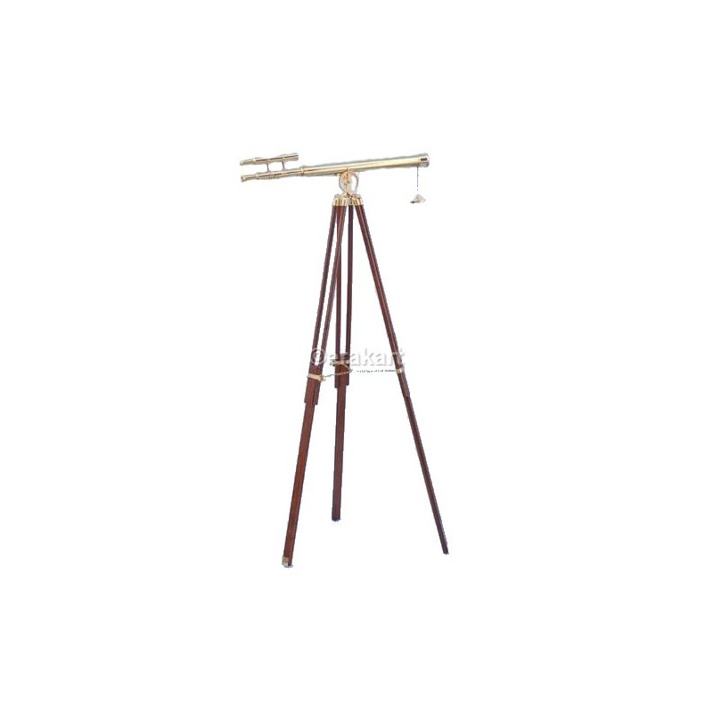 Floor Standing Brass/Wood Harbor Master Telescope