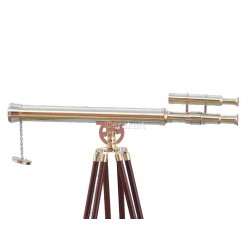 Brass Nautical Tripod Double Barrel Telescope Floor Standing Telescope Brass with Stand