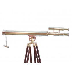 Floor Standing Brass/Wood Harbor Master Telescope