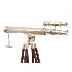 Floor Standing Brass/Wood Harbor Master Telescope