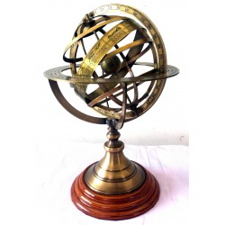  Antique Nautical Brass Armillary Horoscope World Globe 