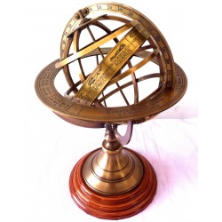  Antique Nautical Brass Armillary Horoscope World Globe 