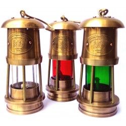 Brass Miner Lamp T Light Lantern Set