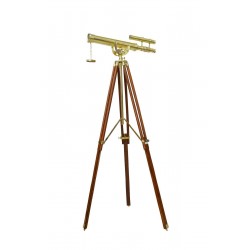 Nautical Brass Telescope Double Barrel With Large Tripod Stand