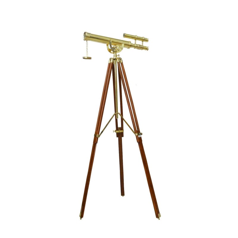 Nautical Brass Telescope Double Barrel With Large Tripod Stand