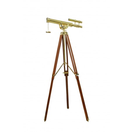 Details about  / Brass Double Barrel Vintage Style Collectible Telescope W//Wooden Tripod Stand