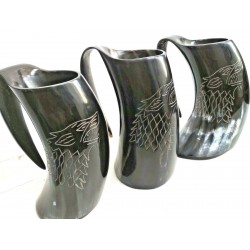 Wolf viking drinking horn mug wolf carved tankard for beer Game of thrones GIFT 