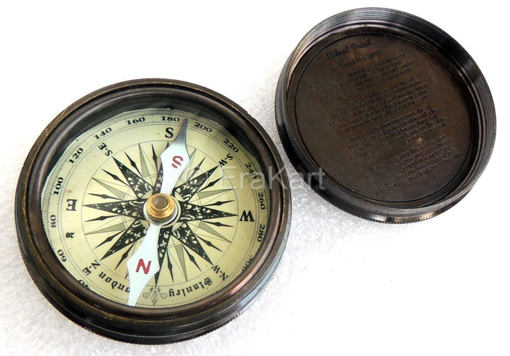 Antique Brass Pocket Compass - view 2
