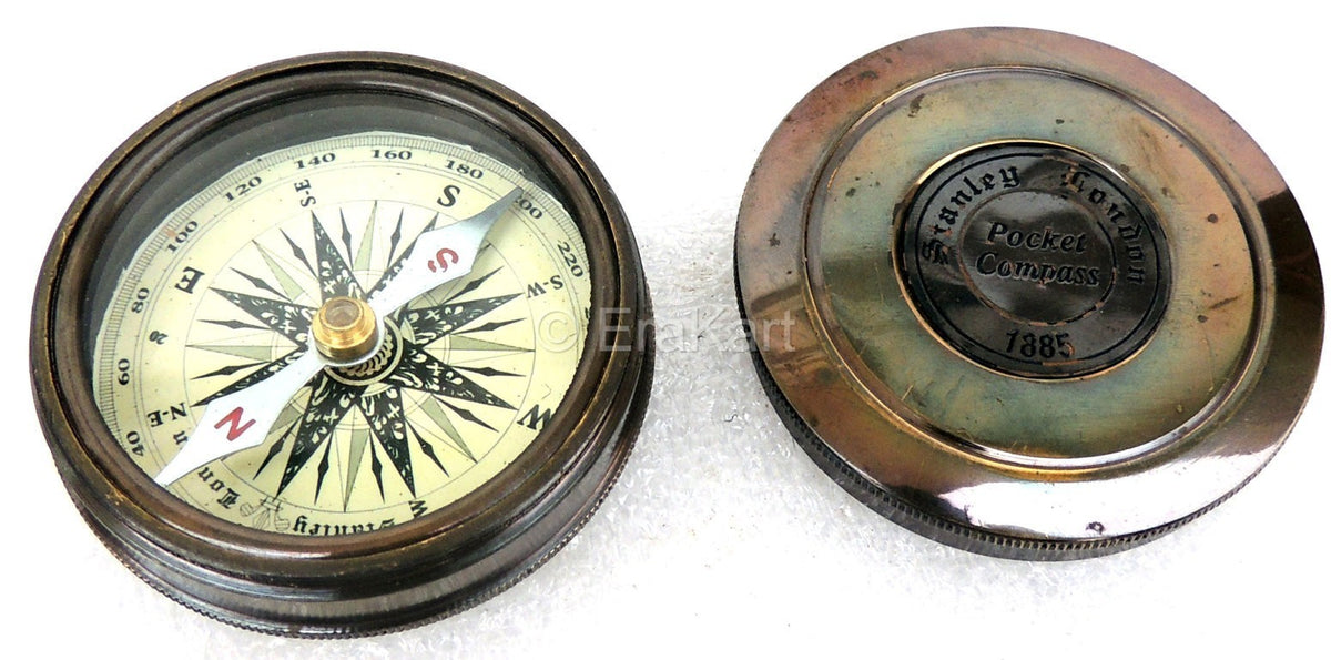 Antique Brass Pocket Compass - view 4