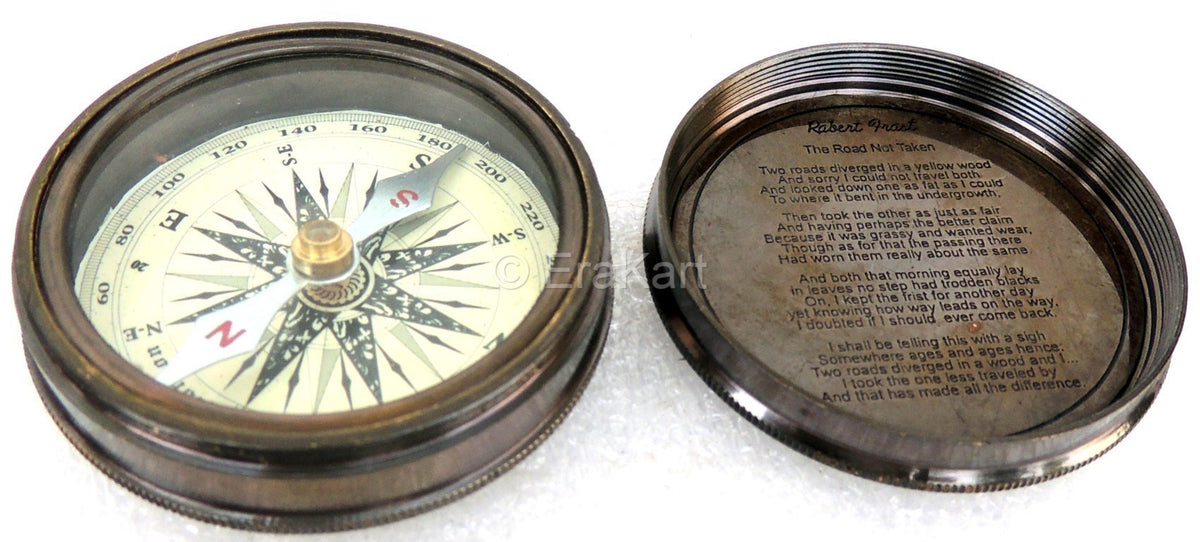 Antique Brass Pocket Compass - view 3