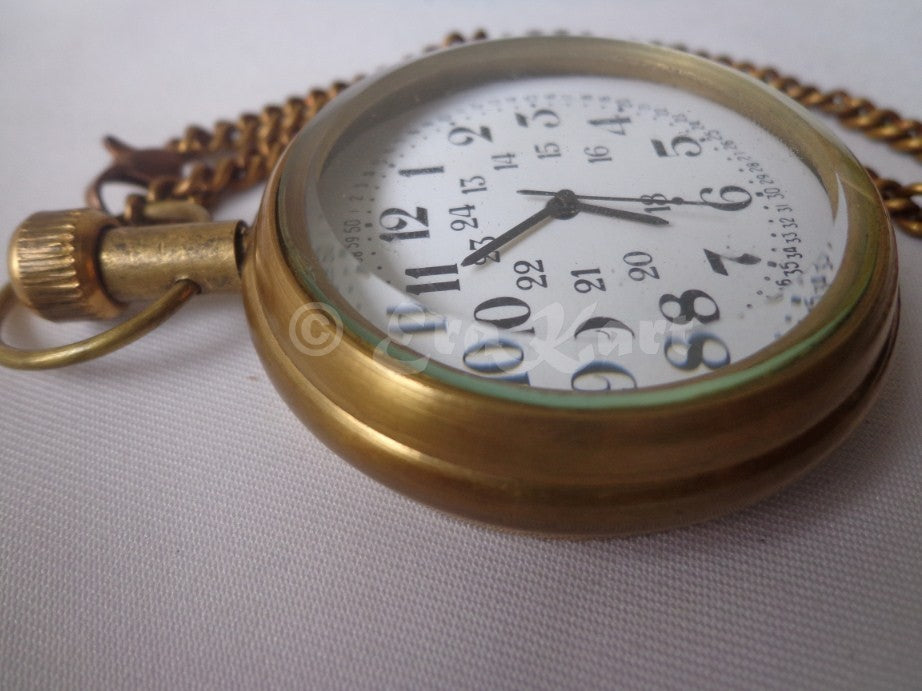 Antique Brass Pocket Watch - view 4