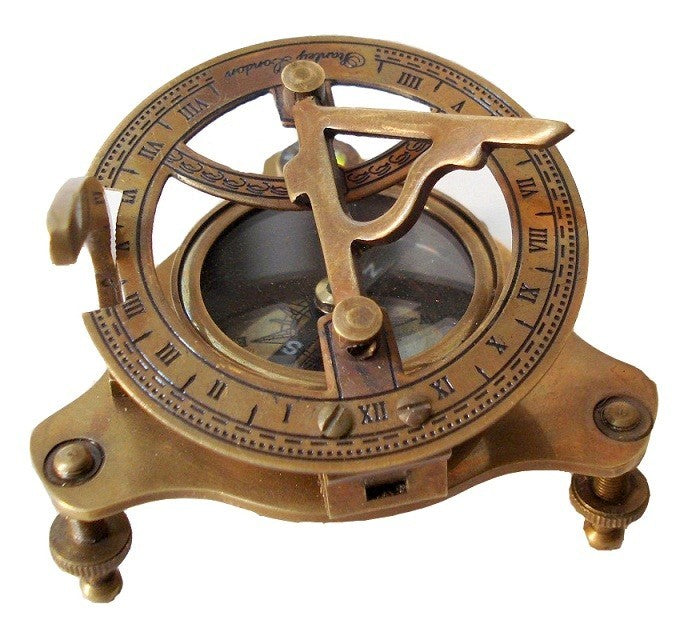 Antique Brass Sundial Compass 4''