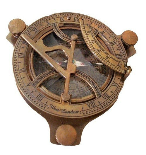 Antique Brass Sundial Compass 4'' - view 4