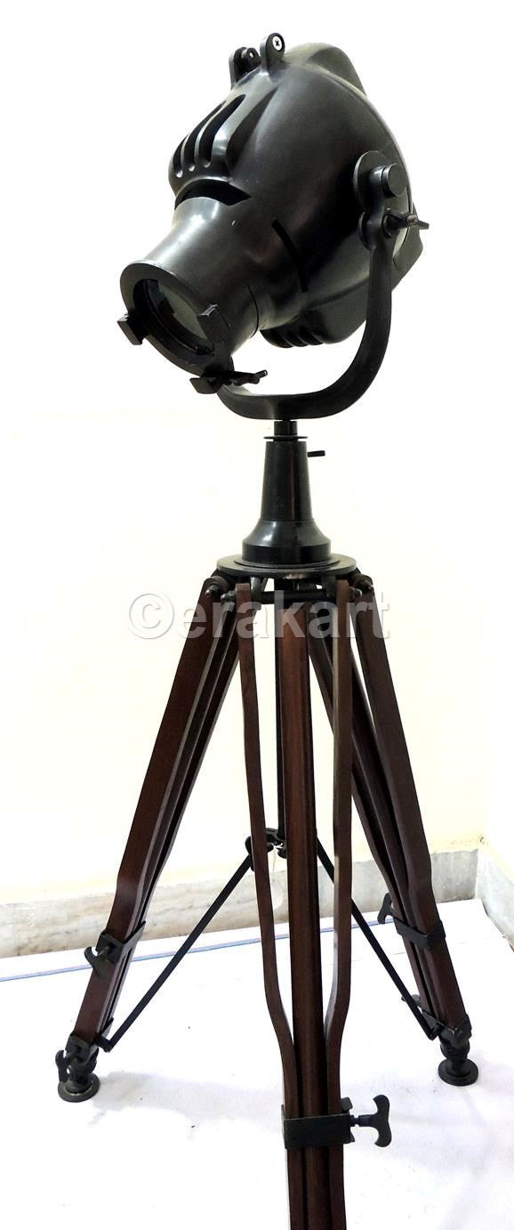 Antique Steel Tripod Spotlight Floor Lamp - view 2