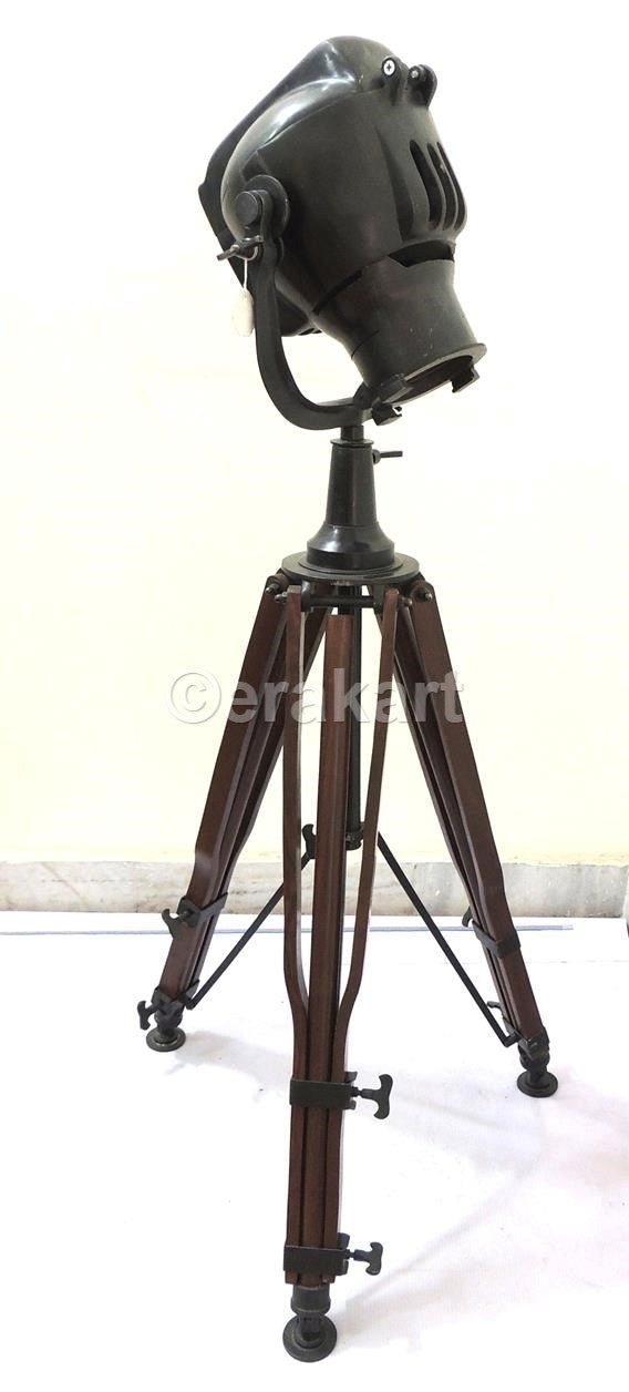 Antique Steel Tripod Spotlight Floor Lamp - view 8