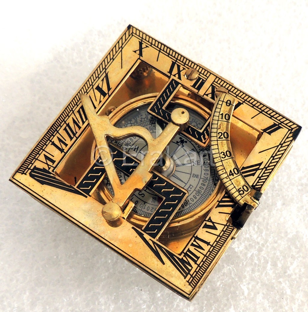 Brass Square Sundial Navigation Compass  - view 3
