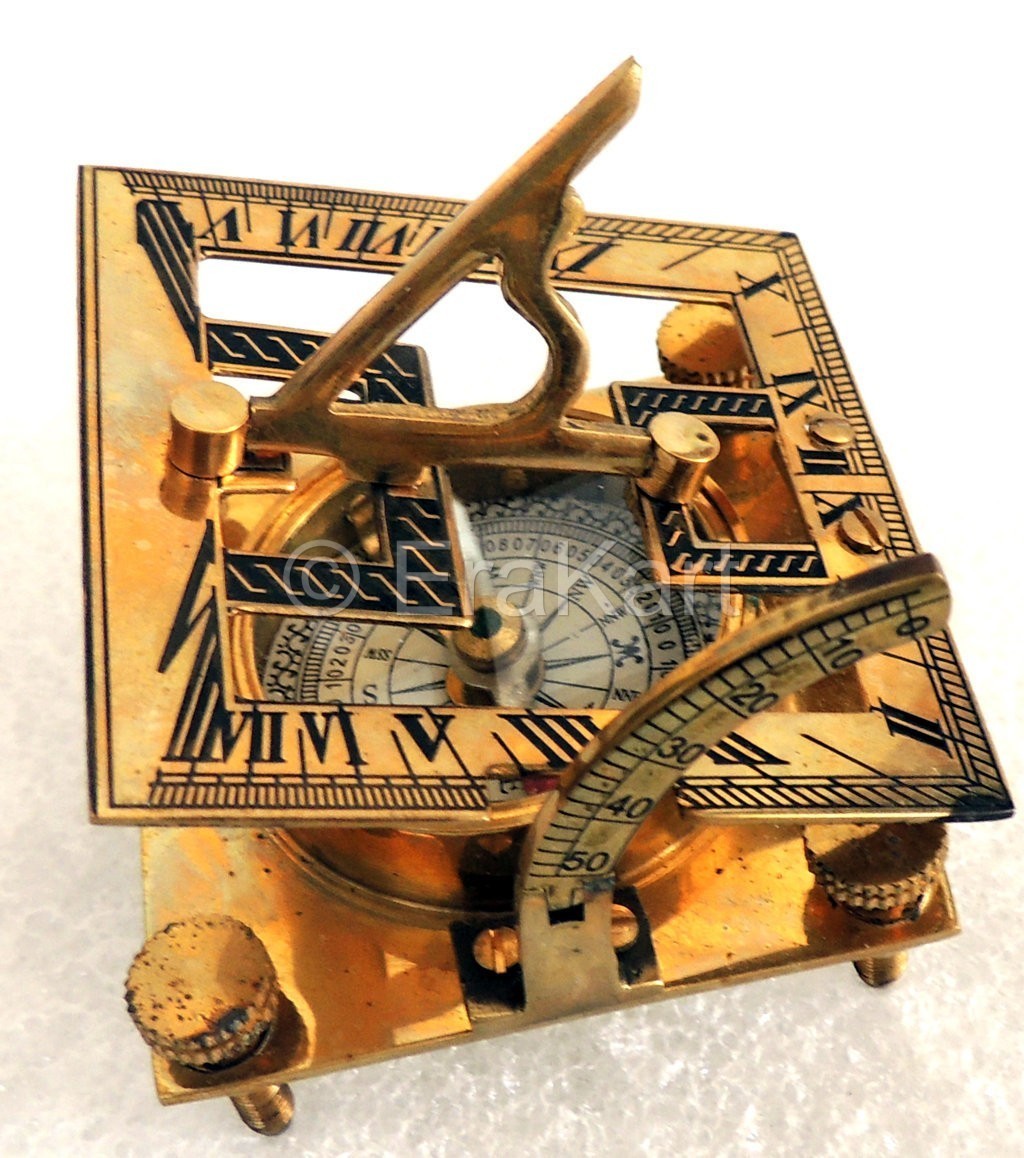 Brass Square Sundial Navigation Compass  - view 4