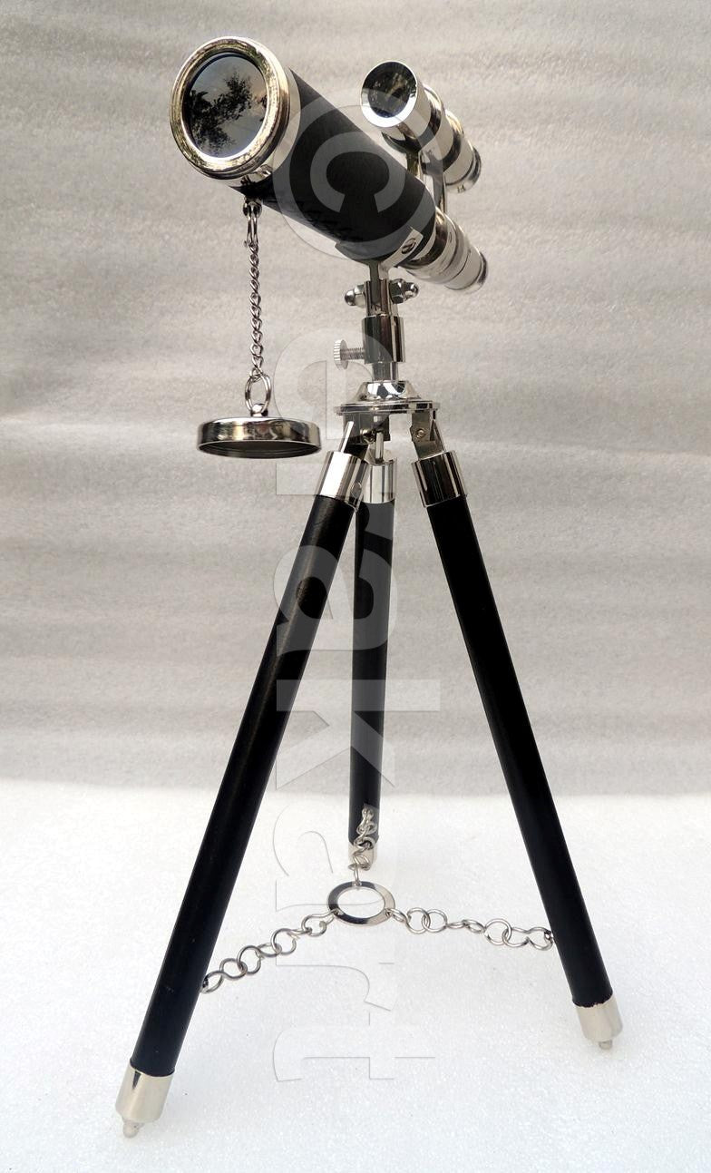 Brass Telescope double barrel chrome - view 2