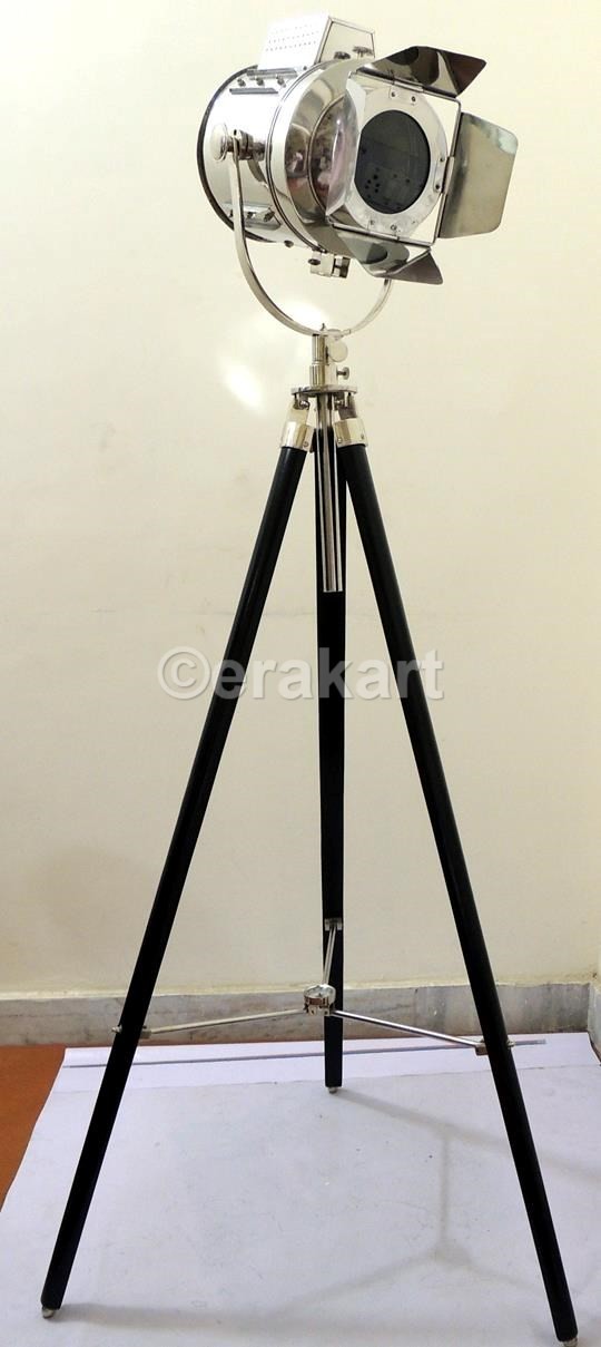 Floor Lamp Wood Tripod Spot