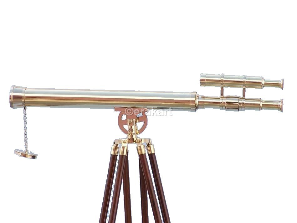 Floor Standing Brass/Wood Harbor Master Telescope - view 2