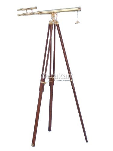 Floor Standing Brass/Wood Harbor Master Telescope