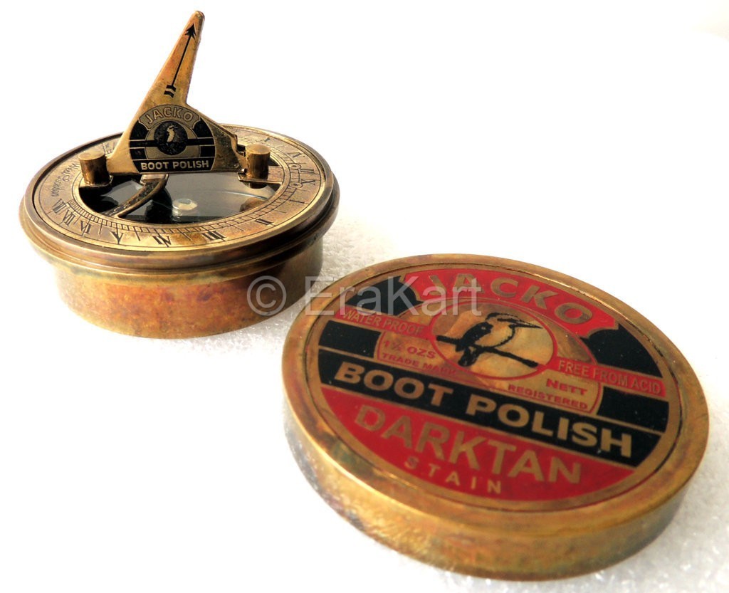 Jacko Boot Polish Brass Sundial Compass