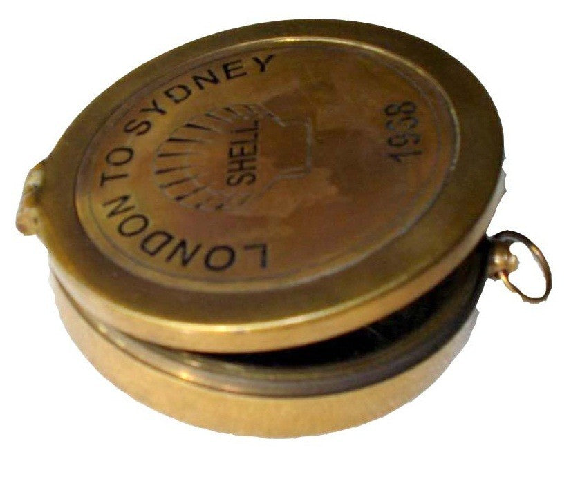London to Sydney Flat Brass Compass