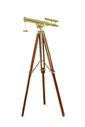 Nautical Brass Telescope Double Barrel With Large Tripod Stand