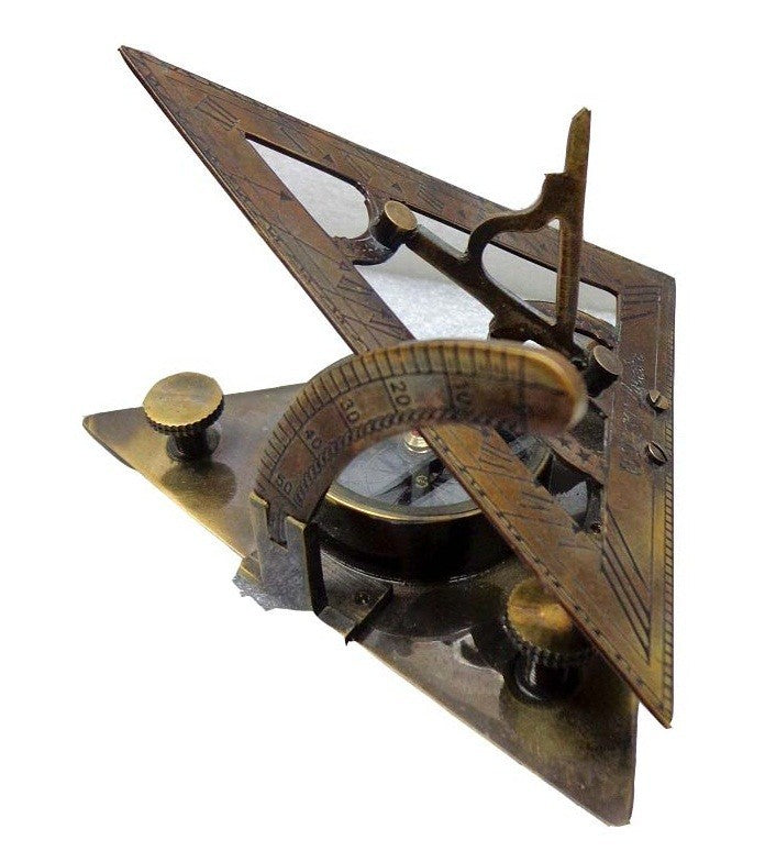Nautical Brass Triangle Sundial Compass-Navigation Tool