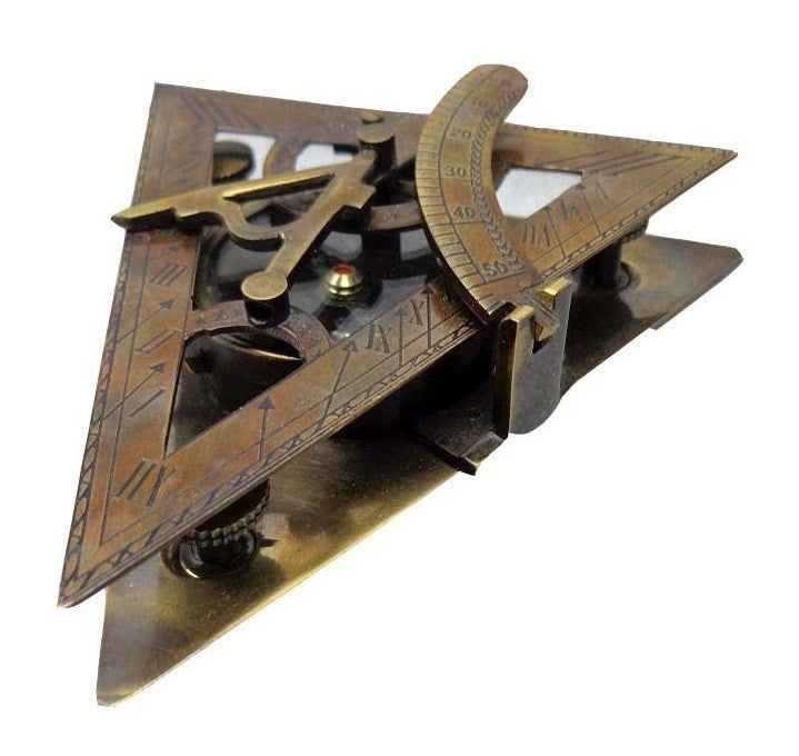 Nautical Brass Triangle Sundial Compass-Navigation Tool - view 2