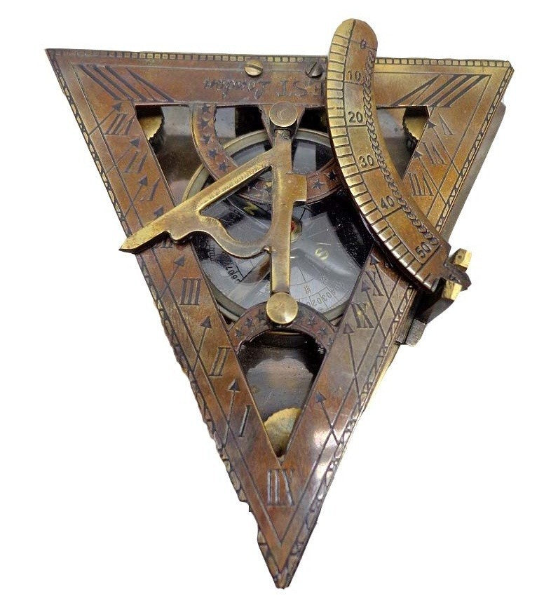 Nautical Brass Triangle Sundial Compass-Navigation Tool - view 3