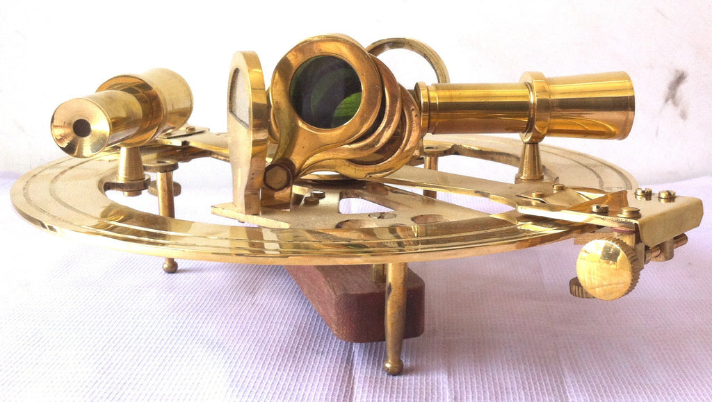 Round brass sextant