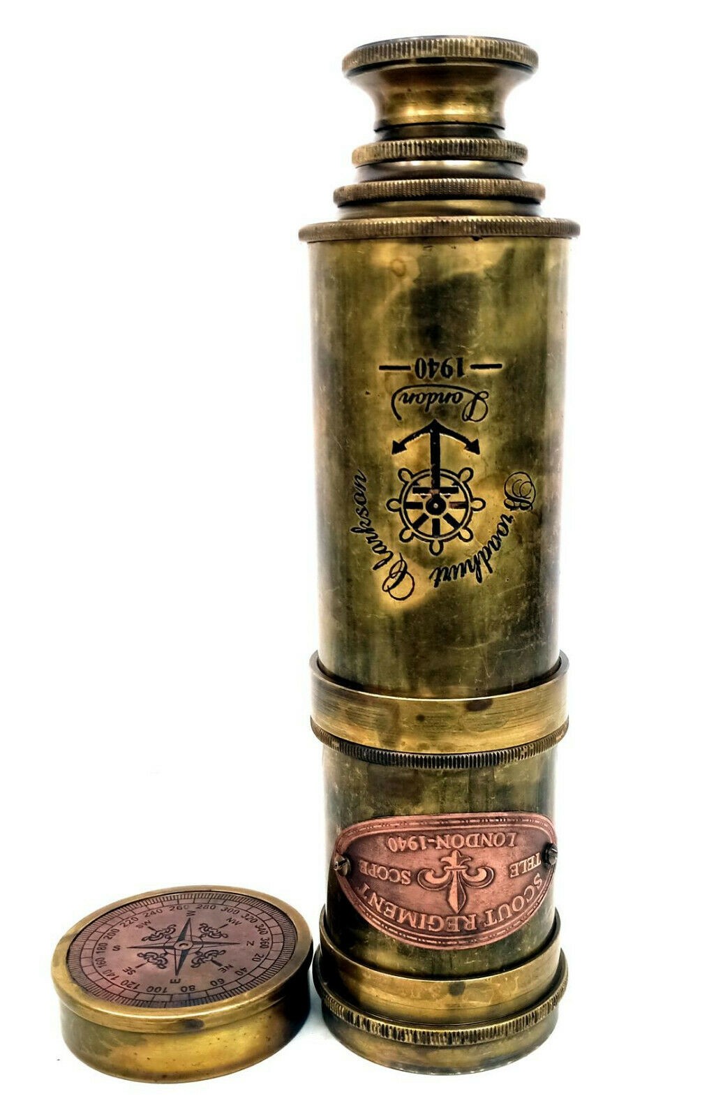 Scout Regiment Brass Telescope 19" London 1940 Broadhurt Clarkson - view 4