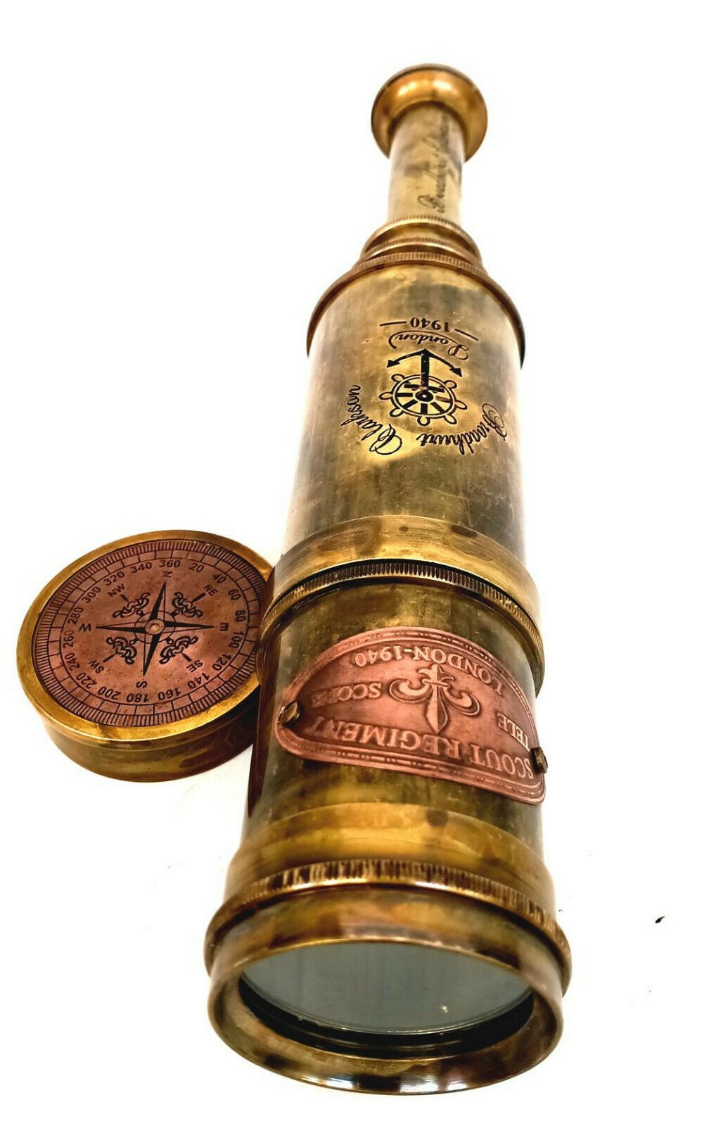 Scout Regiment Brass Telescope 19" London 1940 Broadhurt Clarkson - view 3