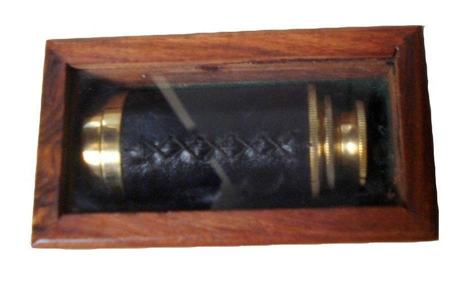 SOLID BRASS TELESCOPE - Wooden Box - PIRATE SPYGLASS - view 4