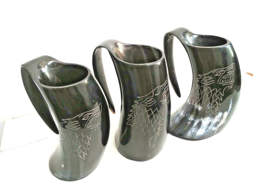 Viking Drinking Horn Tankard Mugs Wolf Marked LOTR THOR - view 2
