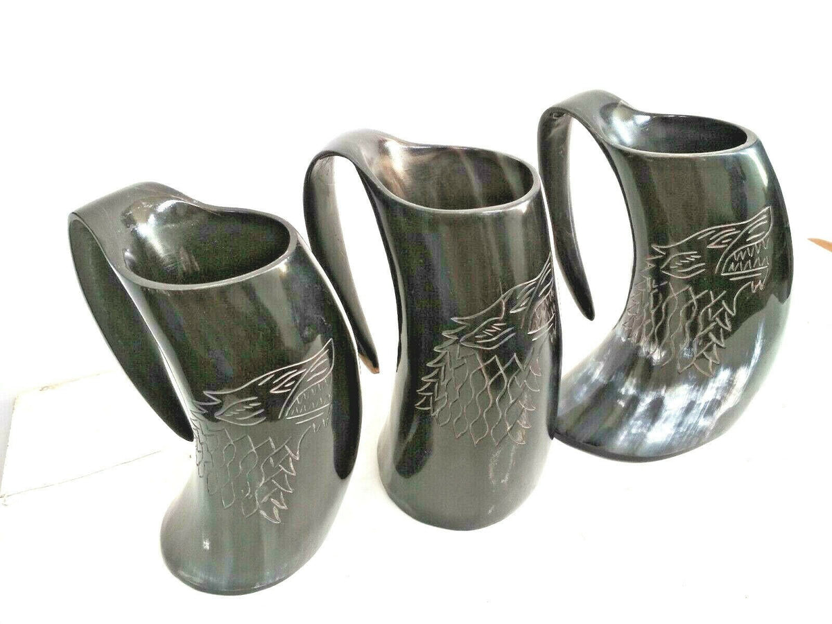 Viking Drinking Horn Tankard Mugs Wolf Marked LOTR THOR - view 2