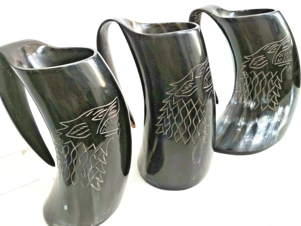Viking Drinking Horn Tankard Mugs Wolf Marked LOTR THOR - view 4