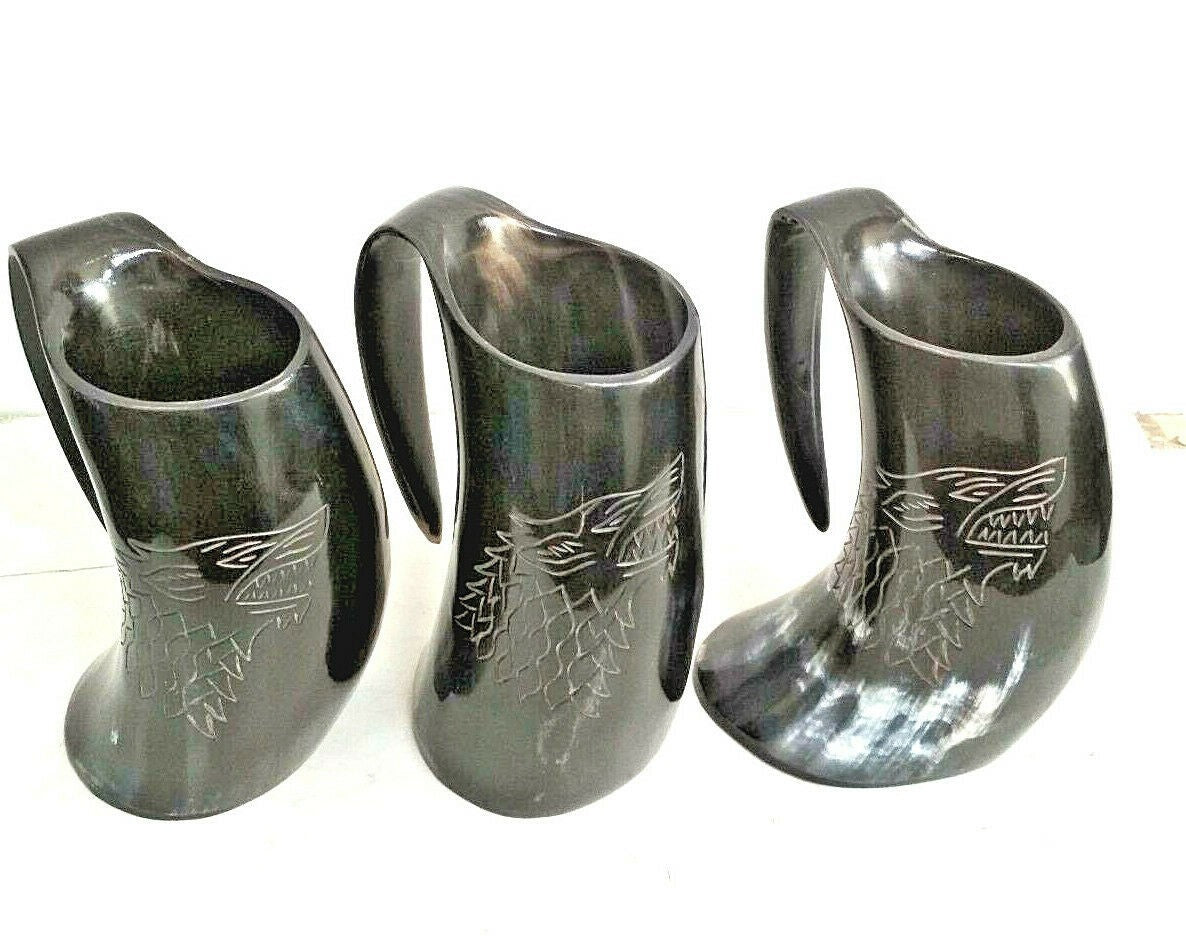 Viking Drinking Horn Tankard Mugs Wolf Marked LOTR THOR